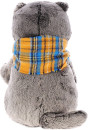 Мягкая игрушка кот BUDI BASA Басик и шарф в клеточку 30 см серый искусственный мех Ks30-0022