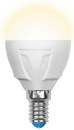 Лампа светодиодная шар Uniel LED-G45 7W/WW/E14/FR PLP01WH E14 7W 3000K UL-00002419