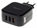 Сетевое зарядное устройство BURO TJ-285B 2.4А 3 x USB черный