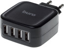 Сетевое зарядное устройство BURO TJ-286B Smart 5А 4 x USB черный
