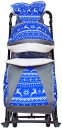 Санки-коляска Snow Galaxy LUXE Зимняя ночь Олени 6080 до 25 кг ткань металл синий серый рисунок черный2