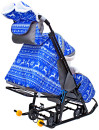 Санки-коляска Snow Galaxy LUXE Зимняя ночь Олени 6080 до 25 кг ткань металл синий серый рисунок черный5