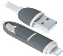 Кабель microUSB 1м Defender USB10-03BP плоский + Lightning 874932