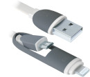Кабель microUSB 1м Defender USB10-03BP плоский + Lightning 874934