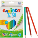 Набор карандашей цветных пластиковых Carioca Tita 36 цв, в картонной коробке с европодвесом (шестиуг