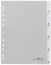 Разделитель пластиковый, 5 разделов, серый, ф. А4, разм. 297x215/230