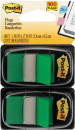 Закладки-ярлычки POST-IT*, на полимерн. основе, светло-зеленые, 25,4ммx43,2 мм,100 шт.