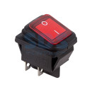 Выключатель клавишный 250V 15А (4с) ON-OFF красный  с подсветкой  ВЛАГОЗАЩИТА  REXANT 10шт