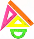 Набор малый, цветной - линейка 16 см, 2 треугольника мал., транспортир2