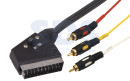 Шнур SCART Plug - 3RCA Plug  с переключателем  3М  (GOLD)  (круглый кабель)  REXANT