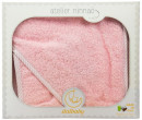 Махровое полотенце с капюшоном (100*100 см), мочалка, розовый2