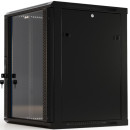 Шкаф настенный Hyperline TWB-0645-GP-RAL9004 19-дюймовый (19"), 6U, 367x600х450мм, стеклянная дверь с перфорацией по бокам, ручка с замком, цвет черный (RAL 9004) (разобранный)2