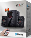 Ginzzu GM-406 2.1 с Bluetooth, выходная мощность 20Вт + 2х10Вт, аудиоплеер USB-flash, SD-card, FM-радио, пульт ДУ - 21 кнопка, стерео вход (2RCA), эквалайзер (обыч4