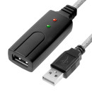 Greenconnect Удлинитель USB 2.0 с активным усилителем сигнала 7.5m  AM/AF, 26/24 AWG экран, армированный, морозостойкий, разъём для доп.питания, прозрачный, GCR-50503(GCR-50503)2