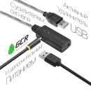 Greenconnect Удлинитель USB 2.0 с активным усилителем сигнала 7.5m  AM/AF, 26/24 AWG экран, армированный, морозостойкий, разъём для доп.питания, прозрачный, GCR-50503(GCR-50503)4