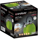 303-Aquarelle Чайник со свистком Endever. зеленый 3 литра, сталь с термопокрытием2