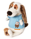 Мягкая игрушка собака Зайка Ми Бартоломей в футболке с совой 27 см искусственный мех текстиль пластмасса наполнитель2
