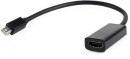 Переходник Cablexpert miniDisplayPort - HDMI, 20M/19F, кабель 15см, черный, пакет (A-mDPM-HDMIF-02)