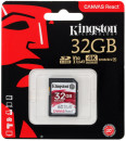 Флеш карта microSDHC 32Gb Class10 Kingston SDCR/32GB Canvas React + adapter