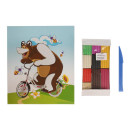 Картина из пластилина  Маша и Медведь Медведь на велосипеде2