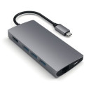 USB-концентратор Satechi Aluminum Multi-Port Adapter V2. Интерфейс USB-C. 3 порта USB 3.0, 1 порт 4K HDMI,  1 порт Ethernet RJ-45, SD/micro-SD кардридер2