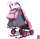 Санки-коляска SNOW GALAXY City-1 Мишка со звездой на розовом на больших колёсах Ева+сумка+варежки3