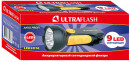 Ultraflash LED3816   (фонарь аккум 220В, черный/желтый, 9 LED, SLA, пласт, склад. вилка коробка)3