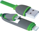 Кабель Lightning microUSB 1м Defender USB10-03BP плоский зеленый 87489