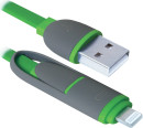 Кабель Lightning microUSB 1м Defender USB10-03BP плоский зеленый 874892