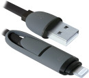 Кабель microUSB Lightning 1м Defender USB10-03BP плоский черный 874882