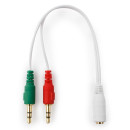 Кабель аудио сигнала Cablexpert, джек3.5 нушники + 3.5 микрофон-> джек3.5 4pin, длина 20см, белый (CCA-418W)