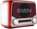 АС SVEN SRP-525, красный (3 Вт, FM/AM/SW, USB, microSD, фонарь, встроенный аккумулятор)3