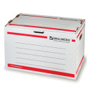 Короб архивный BRAUBERG, 33,8х52,5х30,6 см, для регистраторов/накопителей, фронтальная загрузка, белый, 1265222