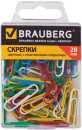 Скрепки BRAUBERG, 28 мм, цветные, 100 шт., в пластиковой коробке, 221111