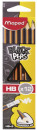 Карандаши чернографитные MAPED (Франция), НАБОР 12 шт., "Black Pep's", HB, трехгранные, с резинкой, 8517212