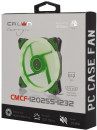 CROWN Вентилятор для компьютерного корпуса CMCF-12025S-1232 (120*120*25мм;Зелёное LED кольцо;1500 об/мин;35CFM;20Дб;Подшипник скольжения;3pin+MOLEX(папа-мама) 40+10см)4