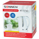 Чайник SONNEN KT-1743, 1,7 л, 2200 Вт, закрытый нагревательный элемент, пластик, белый, 4534145