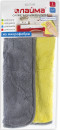 Салфетка универсальная двусторонняя, плотная микрофибра (плюш), 35х35 см, желтая/серая, ЛАЙМА, 604686