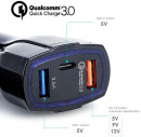 Автомобильное зарядное устройство ORIENT QC-12V3B 3.5А 2 х USB USB-C черный4