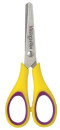 Ножницы ЮНЛАНДИЯ, 125 мм, для левши, резиновые вставки, желто-фиолетовые, в упаковке с европодвесом, 236783