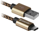 Defender USB кабель USB09-03T PRO USB2.0 Золотой, AM-Type-C, 1m, 2.1A (87812)6