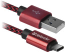 Кабель Type-C 1м Defender USB09-03T PRO круглый красный 878136