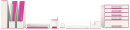 Лоток горизонтальный Esselte 53621023 Leitz WOW A4 73x318x272мм розовый металлик/белый полистирол3