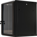 Hyperline TWB-0945-GP-RAL9004 Шкаф настенный 19-дюймовый (19"), 9U, 500x 600х 450мм, стеклянная дверь с перфорацией по бокам, ручка с замком, цвет черный (RAL 9004) (разобранный)2